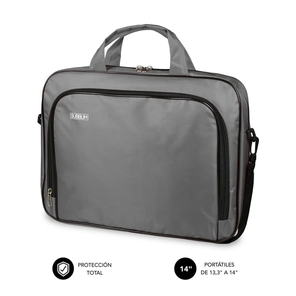 Subblim Estuche Oxford Portátil 13.3\" a 14\" - Protección reforzada - Correas Ajustables - Bolsillo Exterior - Color Gris