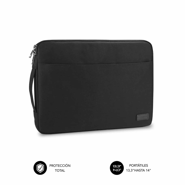 Subblim Funda Urban Portátil de 13.3\" a 14\" - Proteccion Elegante y Funcional - Tela de Poliester 600D - Interior Acolchado de Foam - Color Negro