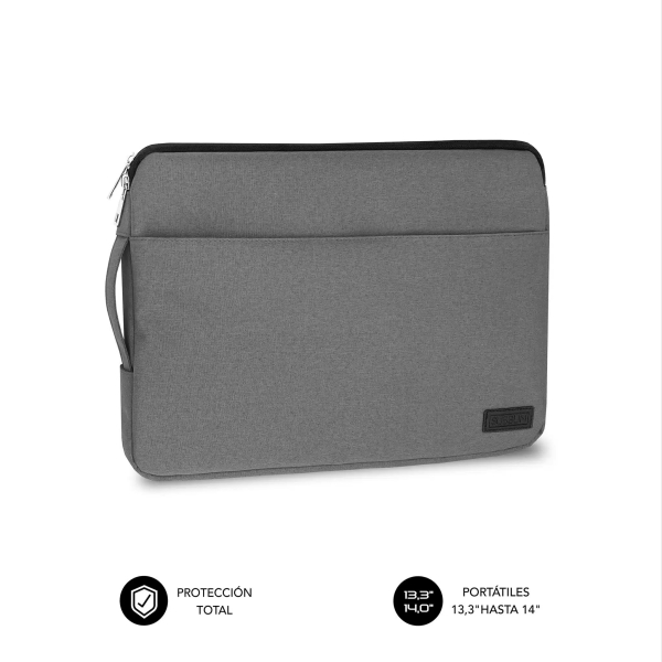 Subblim Funda Urban Portátil de 13.3\" a 14\" - Proteccion Elegante y Funcional - Tela de Poliester 600D - Interior Acolchado de Foam - Color Gris
