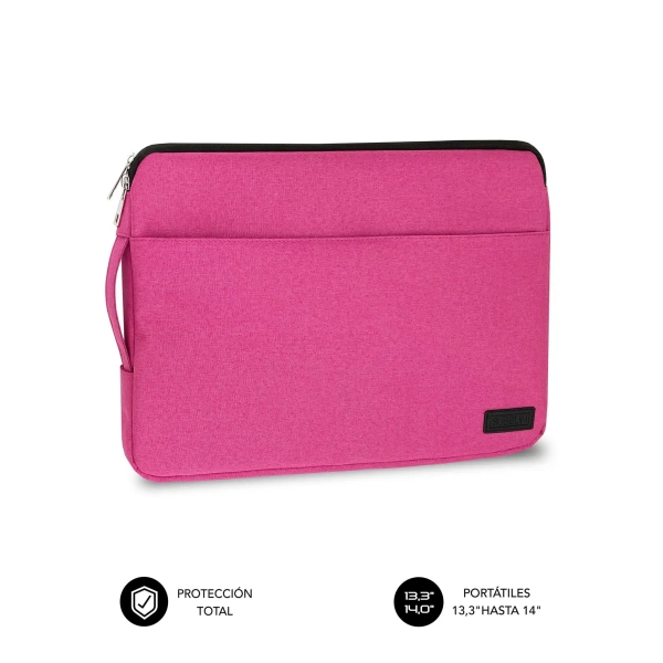 Subblim Funda Urban Portátil de 13.3\" a 14\" - Proteccion Elegante y Funcional - Tela de Poliester 600D - Interior Acolchado de Foam - Color Rosa