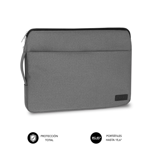 Subblim Funda Urban 15.6\" - Proteccion Elegante y Funcional - Tela de Poliester 600D - Interior Acolchado de Foam - Color Gris