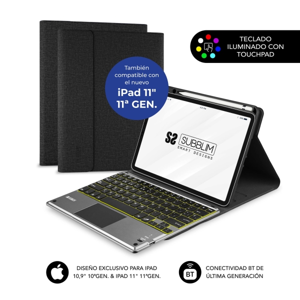 Subblim Funda con Teclado Excluisva para iPad 10ª y 11ª Generación de 10.9\" y 11\" - Teclas Retroiluminadas - Bluetooth - TouchPad - Color Negro