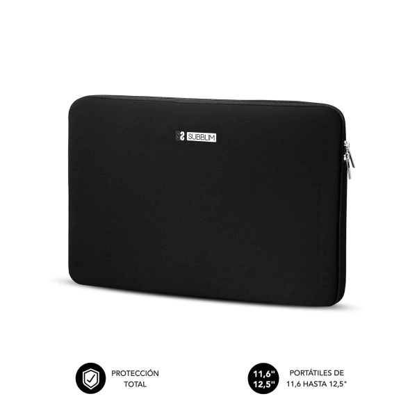 Subblim Skin Funda de Neopreno para Portatil 11.6\" a 12.5\" - Cierre de Cremallera - Color Negro