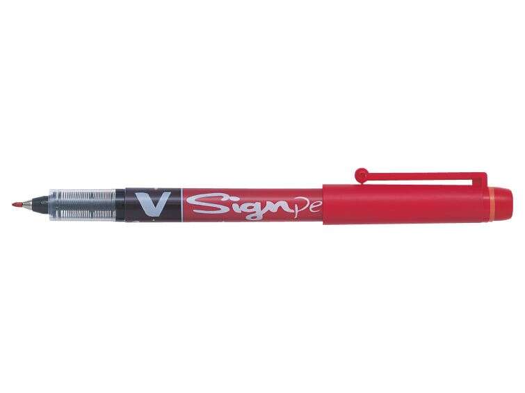 Pilot Rotulador de Punta Fina V-Sign Pen - Punta Fina de 2mm - Trazo de 0.6mm - Color Rojo