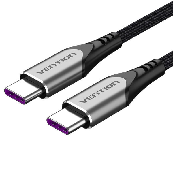 Vention Cable USB-C 2.0 a USB-C 2.0 5A 100W - 1.5m - Trenzado - Color Gris