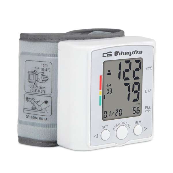 Orbegozo Tensiometro de Muñeca Digital - Control de Tension Facil y Preciso - 60 Memorias para 2 Usuarios - Pantalla LCD Grande - Deteccion de Latido Irregular Orbegozo Tensiometro de Muñeca Digital - Control de Tension Facil y Preciso - 60 Memorias para 2 Usuarios - Pantalla LCD Grande - Deteccion de Latido Irregular