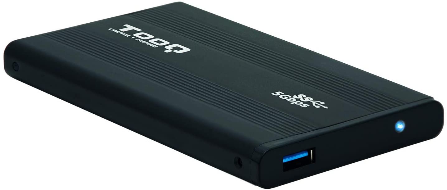 Tooq Carcasa Externa HDD/SDD 2.5\" hasta 9,5mm SATA USB 3.0 - Color Negro