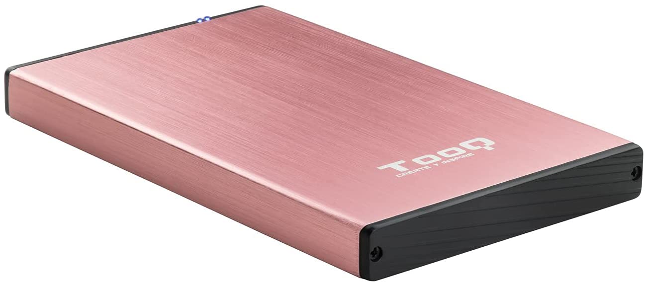 Tooq Carcasa Externa HDD/SDD 2.5\" hasta 9,5mm SATA USB 3.0 - Color Rosa Metalizado