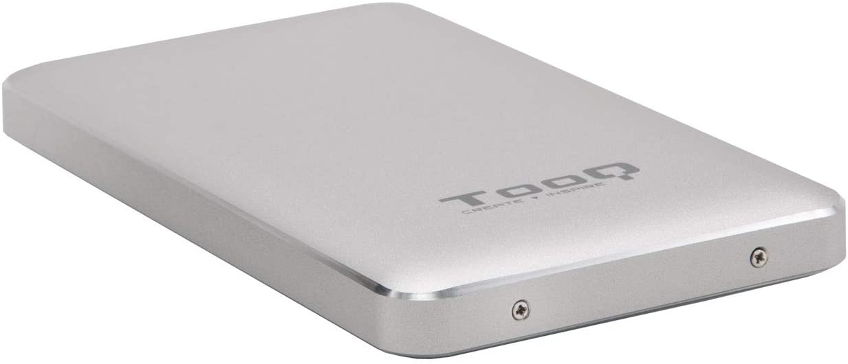 Tooq Carcasa Externa HDD/SDD 2.5\" hasta 9,5mm SATA USB 3.1 con Adaptador USB 3.1 Gen1 a USB-C - Color Plata