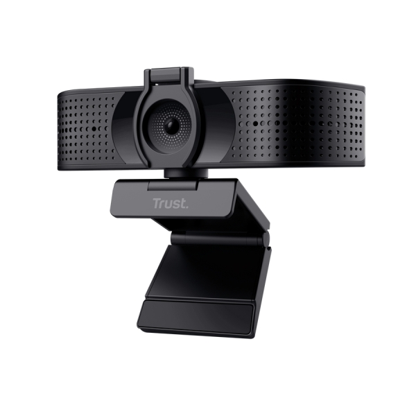 Trust Teza Webcam 4K Ultra HD - Cable 2m - Microfono Incorporado - Balance de Blancos Automatico - Modo de Privacidad - Adaptador a USB-C - Campo de Vision de 74 Grados - 50x53x130mm - Color Negro