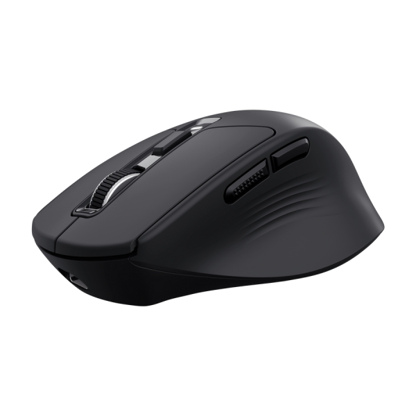 Trust Niven Raton Inalambrico de 7 Botones - Ajustable hasta 3200dpi - Bluetooth - Recargable - Indicadores LED - Clic Silencioso - Receptor USB-C - Multidispositivo - 44x73x110mm - Color Negro