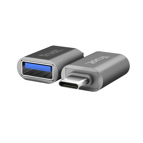 Trust Calyx Pack de 2 Adaptadores USB 3.0 - USB-A Hembra - USB-C Macho - 8x15x32mm - Color Gris Trust Calyx Pack de 2 Adaptadores USB 3.0 - USB-A Hembra - USB-C Macho - 8x15x32mm - Color Gris