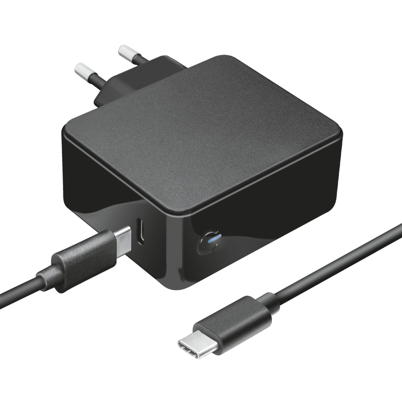 Trust Maxo Cargador para Portatil Apple MacBook USB-C 61W - Compacto - Cable de 2m - Color Negro