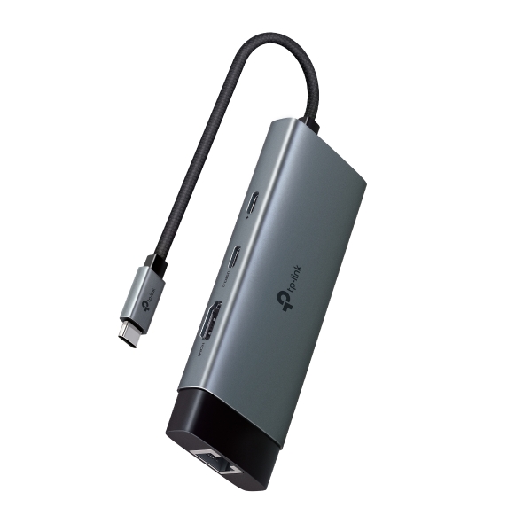 TP-Link UH6120C Hub 6 en 1 - Power Delivery 100W - HDMI 4K - Ethernet RJ45 1Gbps - 2xUSB-C - 2xUSB-A - Cable USB-C de 18cm - Aluminio - Color Negro y Gris