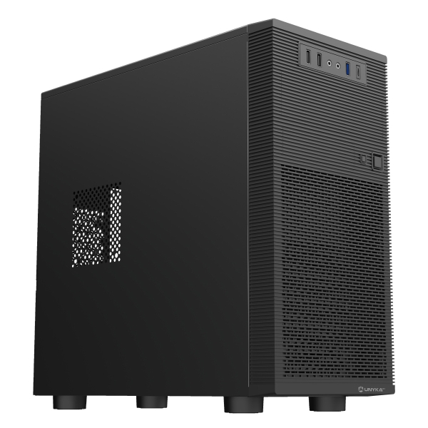 Unykach Aero C15 Caja MicroATX - Fuente de Alimentacion 500W Incluida - Tamaño Disco Soportado 1x 3.5\" , 2 x 2.5\" - 1 x USB-A 3.0 2 x USB-A 2.0 1 x USB-C 3.0 y Audio - Negro