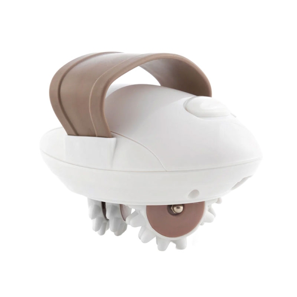 Innovagoods Masajeador Electrico Anticelulitico - 9W - 2 Velocidades - Cable 170cm - Funcion Rotativa - Bolsa de Transporte - Cabezales Incluidos - 10x8x13cm - Color Blanco