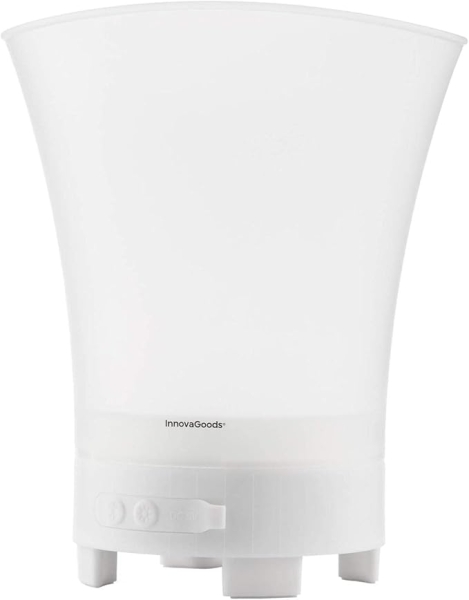 Innovagoods Sonice Cubitera con Altavoz 3 en 1 - Bluetooth - Autonomia 4h - Cable USB Incluido - Bateria 1200mAh - IPX4 - Luz LED RGB - Recargable - Multifuncion - 24.5x29x23.5cm - Color Blanco