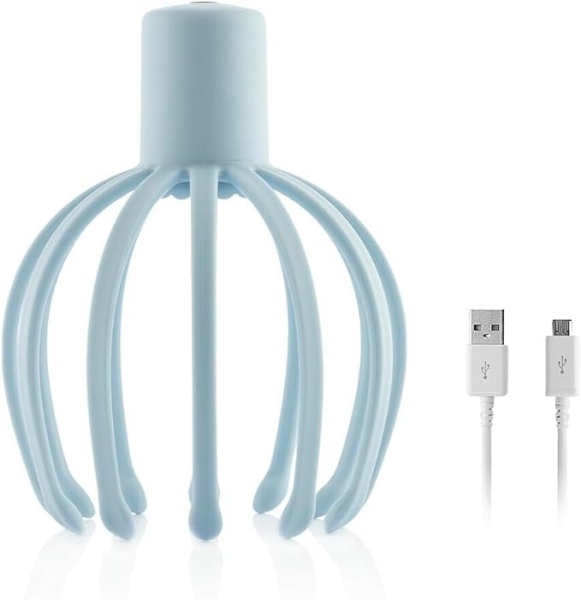 Innovagoods Helax Masajeador de Cabeza Inalambrico - Bateria 650mAh - Vibracion 360º - Cable USB-C - Recargable - Silencioso - 13x17.5cm - Color Azul