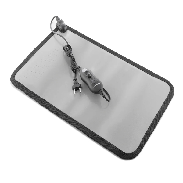 Innovagoods Alfombrilla Calefactora de Pies - Potencia 50W - Voltaje 240V - Cable 150cm - Temperatura Regulable - Antideslizante - Facil Limpieza - 50x31x0.75cm - Color Gris y Negro