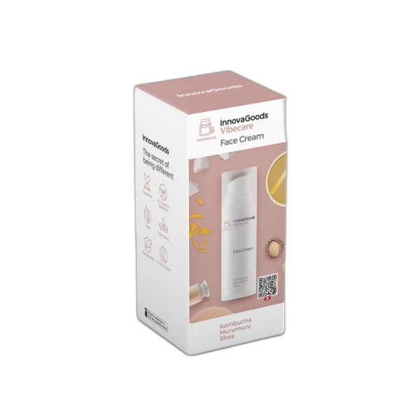 Innovagoods Vibecare Crema Facial Hidratante de Kombucha - Contenido 50ml - Vegano - Uso Diario - Dermatologicamente Probado - No Testado en Animales