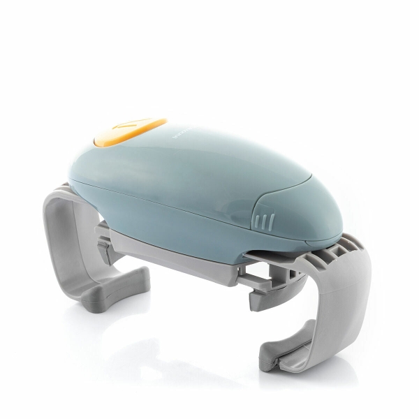 Innovagoods Lloucan Abridor de Botes y Tarros Electrico - Automatico - Facil de Usar - Ajustable - Funciona con 2 Pilas Aa - Autoapagado - 19.5x10.8x6.7cm - Color Gris y Azul