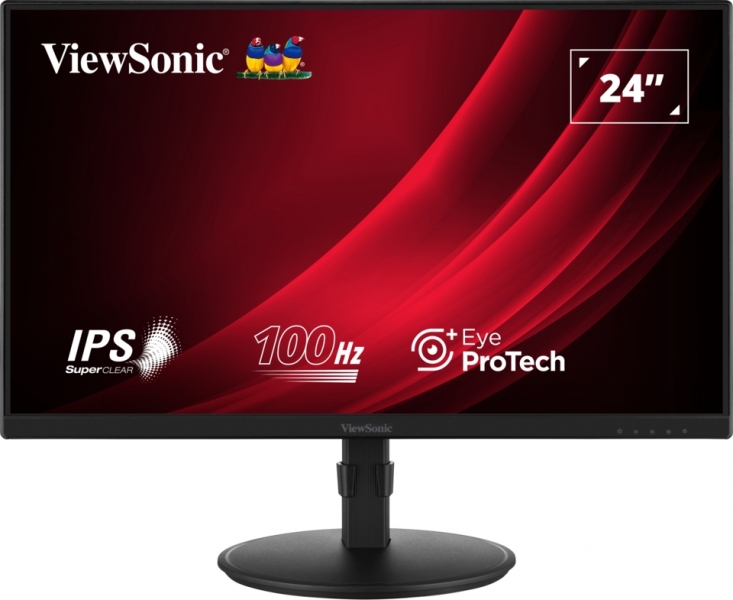 Viewsonic Monitor 23.8\" VA2408-HDJ LED IPS FullHD - 100Hz - Respuesta 5ms -16:9 - VGA - HDMI - DisplayPort - Ajustable en Altura - Giratorio - Inclinable - VESA 100x100 - Color Negro