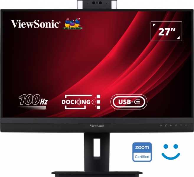 Viewsonic Monitor 27\" VG2757V-2K QHD IPS - HDMI - DisplayPort - Monitor con Webcam - USB Type C (90W charging) - RJ45 Ethernet - 2 USB - Altavoces - Windows Hello - Color Negro