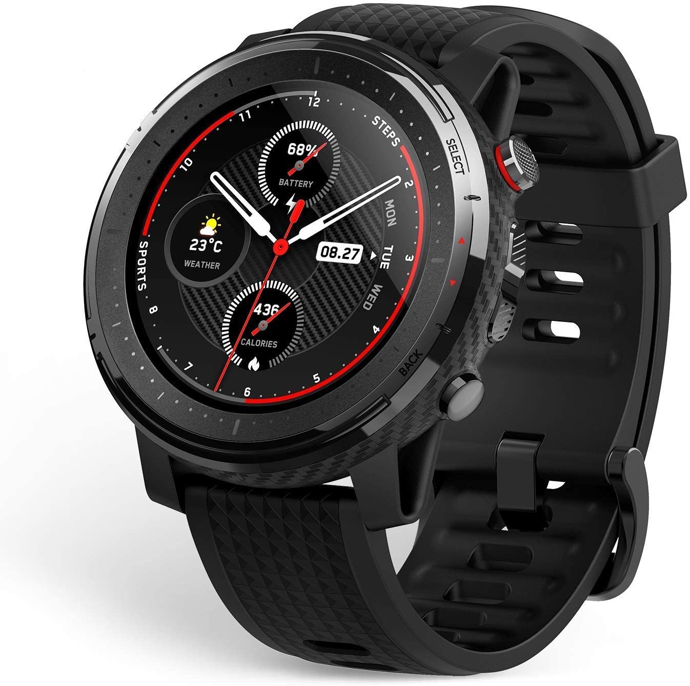 Amazfit Stratos 3 Reloj Smartwatch - Pantalla Tactil 1.34\" - WiFi, Bluetooth 4.2 - Resistencia al Agua 5 ATM - Color Negro