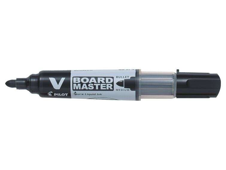 Pilot V-Board Master Begreen Rotulador para Pizarra Blanca - Punta Redonda 6mm - Trazo 2.3mm - 91% Plastico Reciclado - Recargable - Color Negro