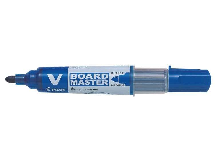 Pilot V-Board Master Begreen Rotulador para Pizarra Blanca - Punta Redonda 6mm - Trazo 2.3mm - 91% Plastico Reciclado - Recargable - Color Azul