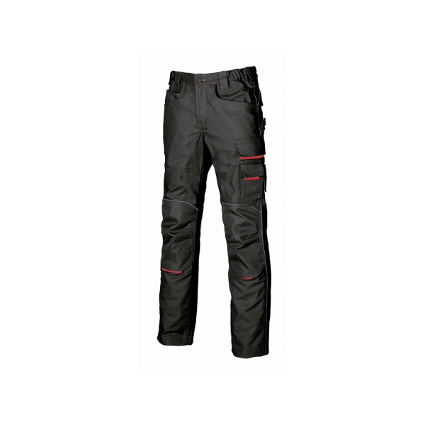 Upower Free Pantalon Multifuncional - Talla 46 - Multiples Bolsillos, Refuerzo y Costura Triple, Detalles Reflectantes, Bolsillos con Cierre de Seguridad, Proteccion DPI1 - Color Negro Carbon
