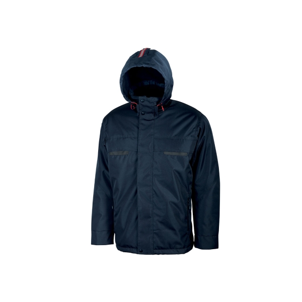 Upower Snow Chaqueta Funcional con Multiples Bolsillos - Talla M - Capucha Ajustable, Detalles Reflectantes, Tejido de Refuerzo, Proteccion DPI1 - Color Azul Marino