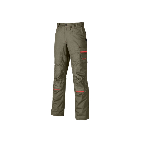 Upower Nimble Pantalon de Trabajo Confortable y Resistente - Talla 60 - Multiples Bolsillos, Cintura Elastica, Costuras Triples, Proteccion DPI1 - Color Arena