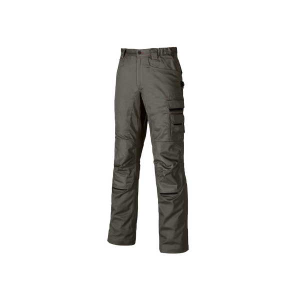 Upower Nimble Pantalon de Trabajo Confortable - Talla 44 - Multiples Bolsillos, Detalles Reforzados, Cintura Elastica, Proteccion DPI1, Costuras Triples, Porta-Tarjetas, Portaherramientas - Color Gris Piedra