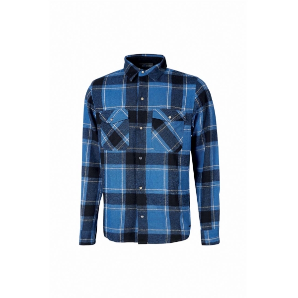 Upower Cedar Camisa de Trabajo Termica - Talla 2XL - Franela a Cuadros, Bolsillos con Botones Perlados, Revestimiento Interno, Proteccion DPI1, Cuello con Orificio Porta Pluma - Color Azul Oscuro Westlake
