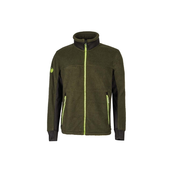 Upower Bark Chaqueta de Felpa Osito - Talla 4XL - Cremallera Full-Zip, Aislamiento Termico Pelo Alto, Insertos Elastizados, Multiples Bolsillos, Proteccion DPI1 - Color Verde Oscuro