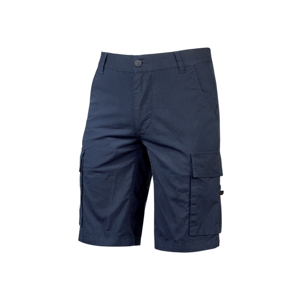 Upower Summer Bermuda Cargo Algodon Elastico - Talla XL - Ajuste Slim-Fit, Bolsillos Multifuncionales, Triple Costura, Boton Antiarañazos, Proteccion DPI1 - Color Azul Oscuro Westlake