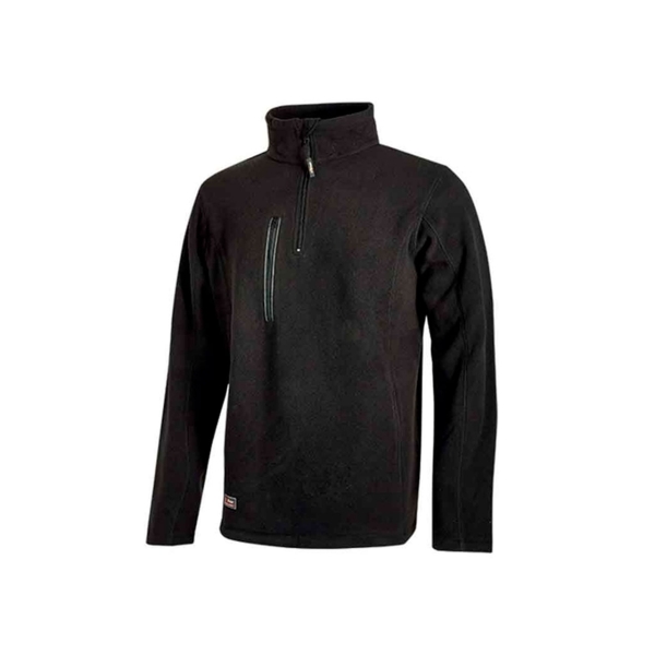 Upower Bering Sudadera de Trabajo con Medio Cremallera - Talla XL - Durabilidad y Confort, Proteccion DPI1, Material 100% Poliester - Color Negro Carbon
