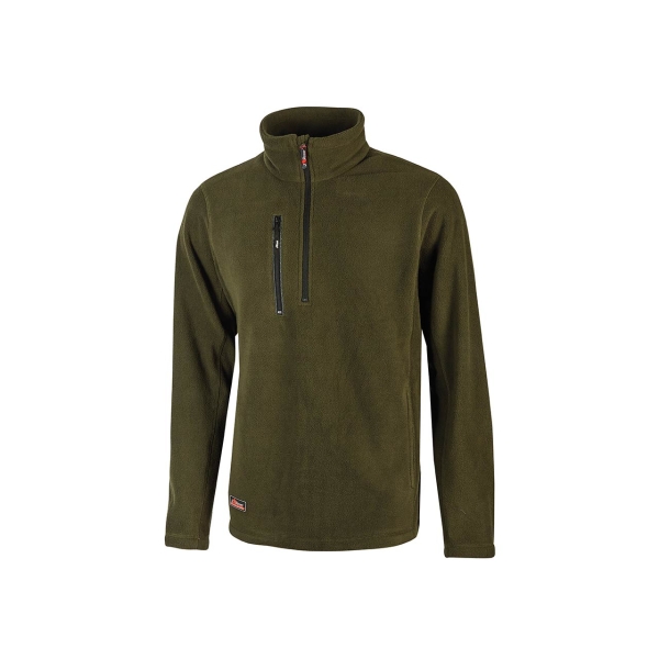 Upower Bering Sudadera de Trabajo con Medio Cremallera - Talla 3XL - Durabilidad y Confort, Proteccion DPI1, Material 100% Poliester - Color Verde Oscuro
