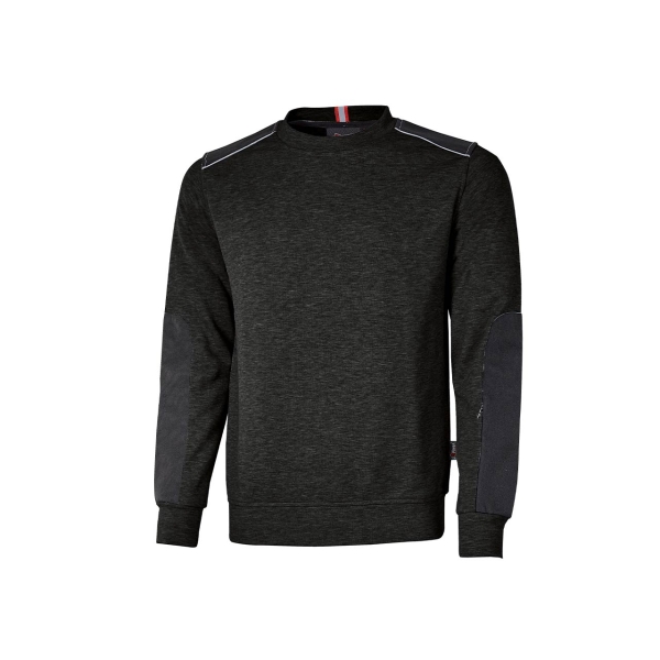 Upower Ryke Sudadera Cepillada Cuello Redondo - Talla L - Bolsillo Antebrazo, Refuerzos Duraderos, Elementos Reflectantes, Proteccion DPI1 - Color Negro Carbon
