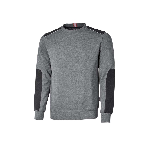 Upower Ryke Sudadera Cepillada Cuello Redondo - Talla XL - Bolsillo Antebrazo, Refuerzos Antidesgaste, Elementos Reflectantes, Proteccion DPI1 - Color Gris Meteorito