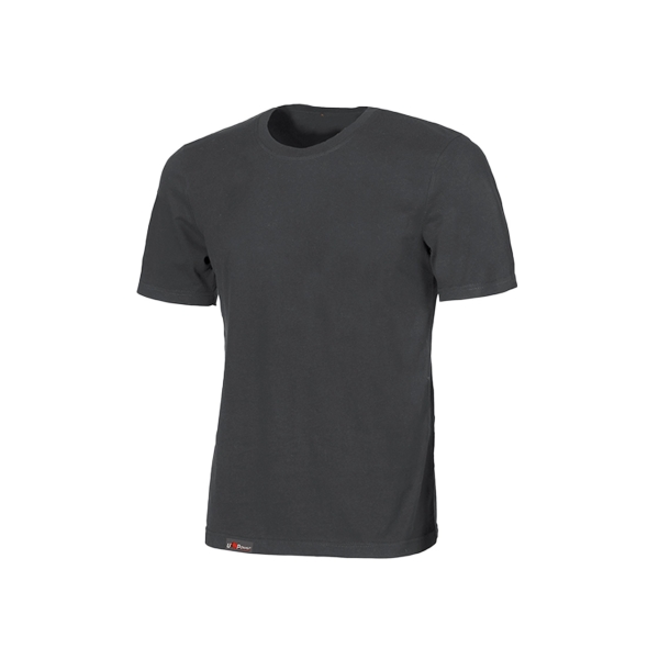 Upower Linear Camiseta Basica de Jersey de Algodon - Talla L - Estructura Tubular sin Costuras, Cuello Acanalado, Proteccion DPI1, Lotes de 5 o 30 Unidades - Color Gris Meteorito