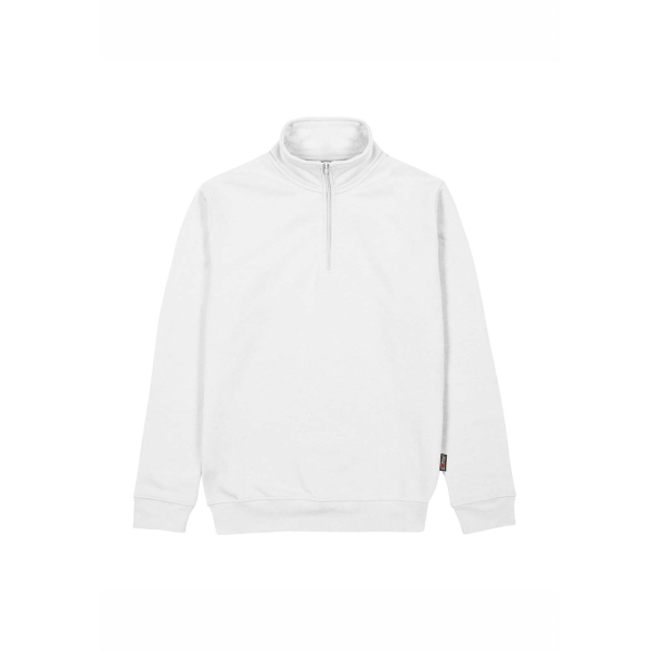 Upower Tautra Sudadera de Trabajo Confortable y Duradera - Talla 4XL - Polialgodon Perchado, Media Cremallera, Cuello Ajustable, Detalles en Canale Elastico, Proteccion DPI1 - Color Blanco