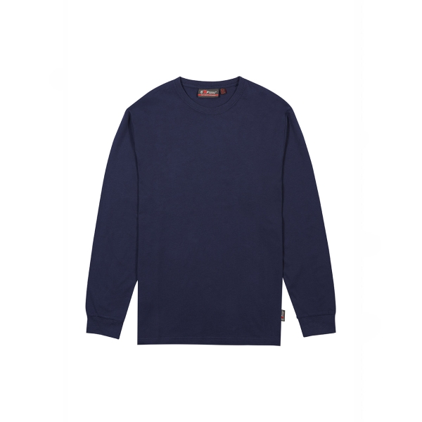 Upower Renga Camiseta de Manga Larga - Talla S - Algodon Jersey Suave, Diseño Elegante con Canale, Refuerzos en Hombros y Cuello, Proteccion DPI1 - Color Azul Marino