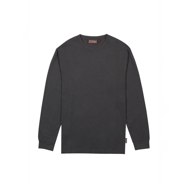 Upower Renga Camiseta de Manga Larga - Talla L - Algodon Jersey Suave, Diseño Elegante con Canale, Refuerzos en Hombros y Cuello, Proteccion DPI1 - Color Gris Meteorito