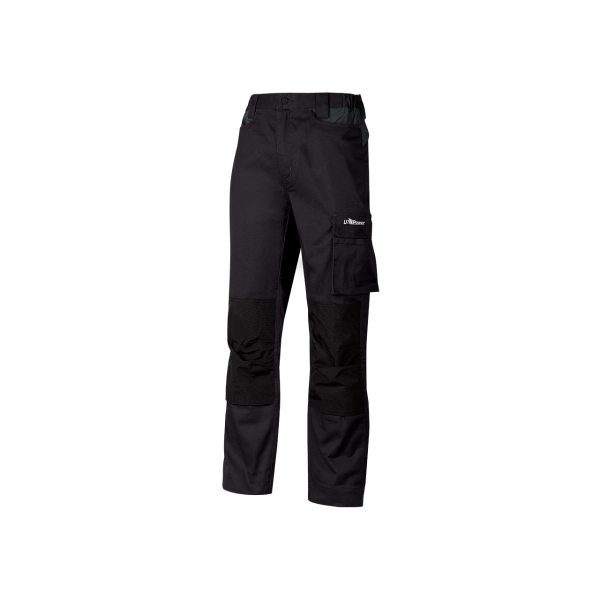 Upower Mallorca Pantalon de Trabajo Ergonomico - Talla 5XL - Algodon Elastico, Cintura Elastica, Multiples Bolsillos, Refuerzos Estrategicos, Cinta Reflectante, Triple Costura - Color Negro Carbon