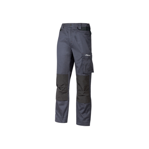 Upower Mallorca Pantalon de Trabajo con Algodon Elastico - Talla M - Diseño Ergonomico, Cintura Elastica, Multiples Bolsillos, Refuerzos Estrategicos, Cinta Reflectante - Color Gris Oscuro