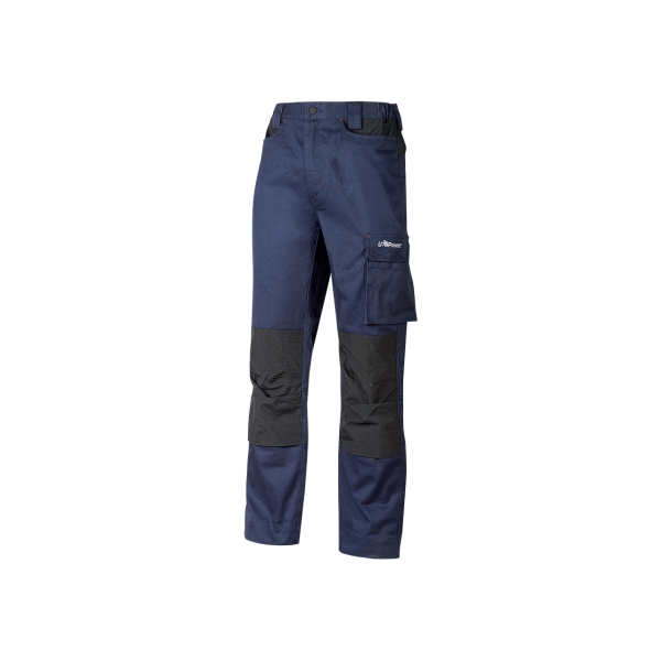 Upower Mallorca Pantalon de Trabajo Ergonomico - Talla 3XL - Algodon Elastico, Cintura Elastica, Multiples Bolsillos, Refuerzos Estrategicos, Detalles Reflectantes, Triple Costura - Color Azul Oscuro Westlake