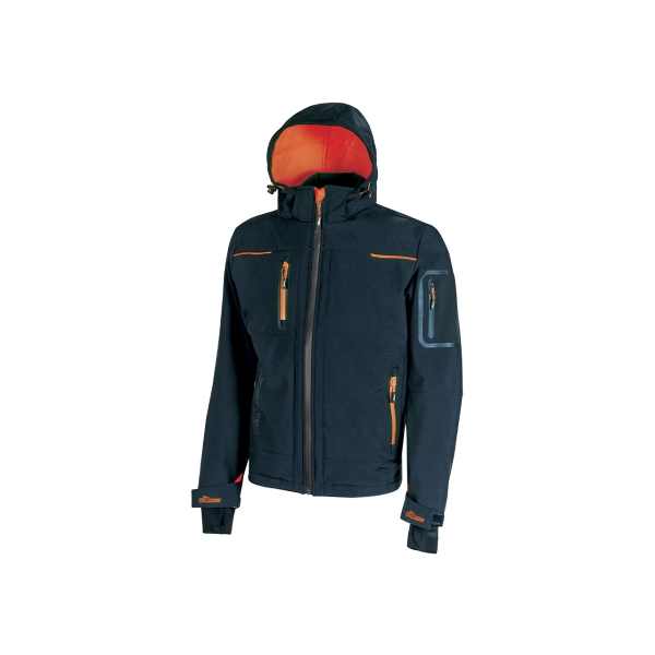 Upower Space Chaqueta Softshell - Talla M - Membrana U-Tex, Repelente al Agua, a Prueba de Viento, Transpirable, Forro Micropolar, Capucha Desmontable, Proteccion DPI1 - Color Azul Marino
