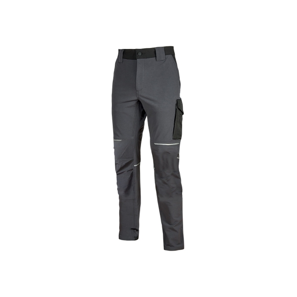 Upower World Pantalon Stretch U-4 - Talla XS - Resistente y Transpirable, Secado Rapido, Multiples Bolsillos Funcionales, Ajuste Retractil, Detalles Reflectantes, Costuras Triples, Proteccion DPI1 - Color Gris Asfalto